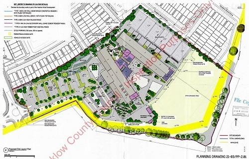 Site layout plan of The Burnaby estate, showing residential blocks, green spaces, parking areas and access roads